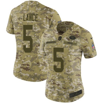 San Francisco 49ers #5 Trey Lance Camo Women's Stitched NFL Limited 2018 Salute To Service Jersey